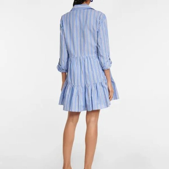 Veronica Beard Atari Cotton Shirt Dress in Blue Stripe Size 10 - Picture 2 of 5